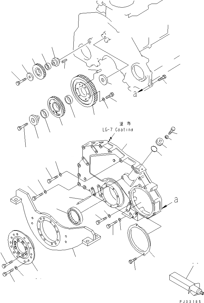 Схема запчастей Komatsu 6D125-1K-EA - ПЕРЕДН. КРЫШКА(ШУМОПОДАВЛ. СПЕЦ-Я)(№-) ДВИГАТЕЛЬ