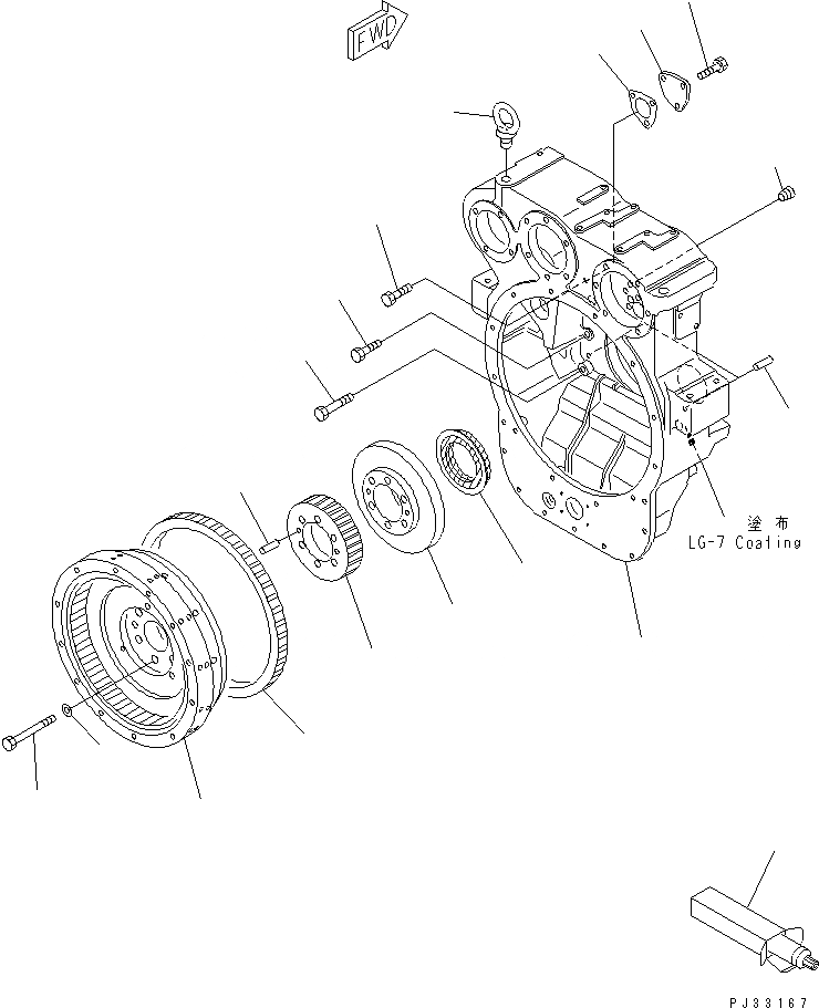Схема запчастей Komatsu 6D125-1K-EA - МАХОВИК И КАРТЕР МАХОВИКА ДВИГАТЕЛЬ