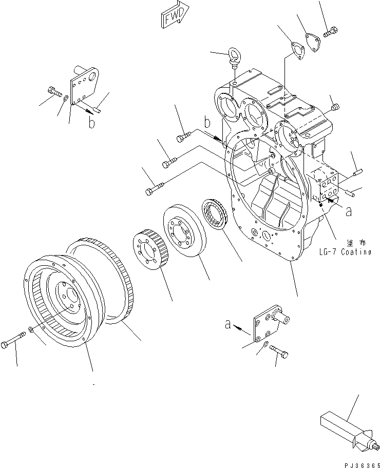 Схема запчастей Komatsu 6D125-1K-EA - МАХОВИК И КАРТЕР МАХОВИКА (ШУМОПОДАВЛ. СПЕЦ-Я)(№-) ДВИГАТЕЛЬ