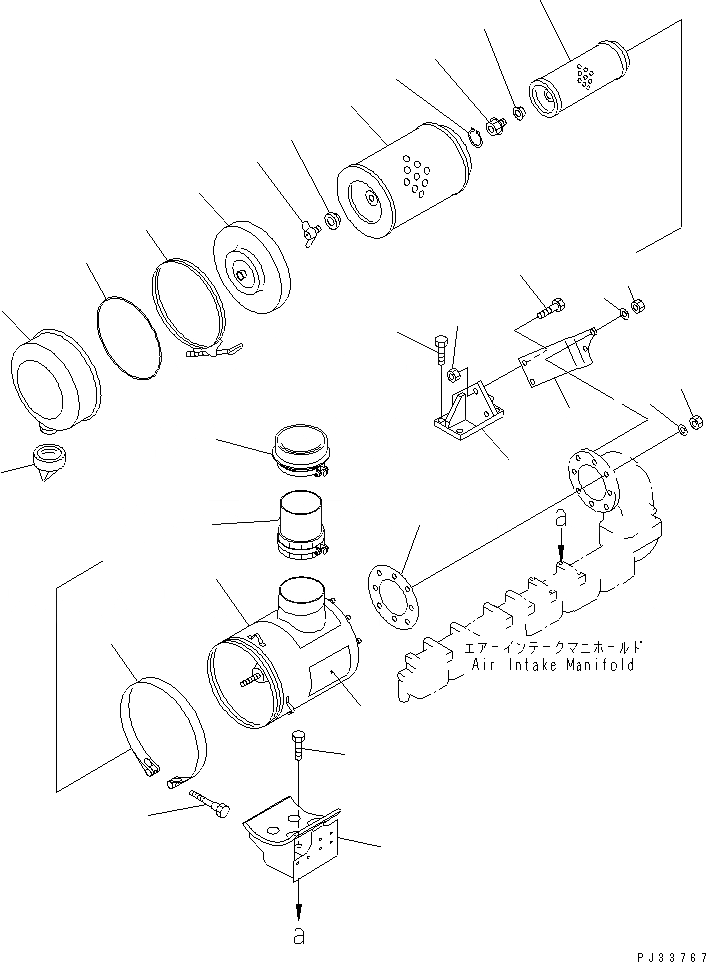 Схема запчастей Komatsu 6D125-1AF-EW - ВОЗДУХООЧИСТИТЕЛЬ И КРЕПЛЕНИЕ(№8-7) ДВИГАТЕЛЬ