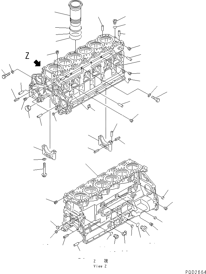 Схема запчастей Komatsu 6D125-1AB-EW - БЛОК ЦИЛИНДРОВ (СПЕЦ-Я ДЛЯ БОЛЬШИХ ВЫСОТ.)(№799-) ДВИГАТЕЛЬ