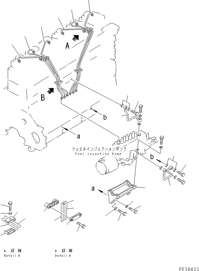 Схема запчастей Komatsu 6D125-1AB-EW - ТОПЛ. НАСОС ТРУБЫ (СПЕЦ-Я ДЛЯ БОЛЬШИХ ВЫСОТ.)(№799-) ДВИГАТЕЛЬ