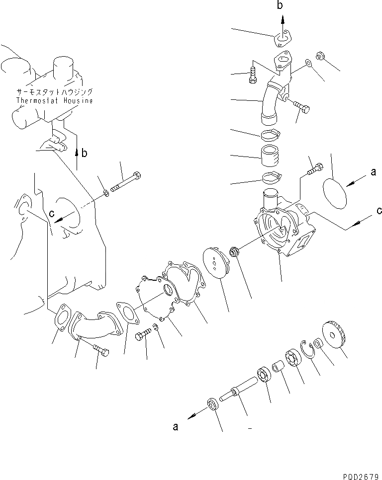 Схема запчастей Komatsu 6D125-1AB-EW - ВОДЯНАЯ ПОМПА(№78-) ДВИГАТЕЛЬ