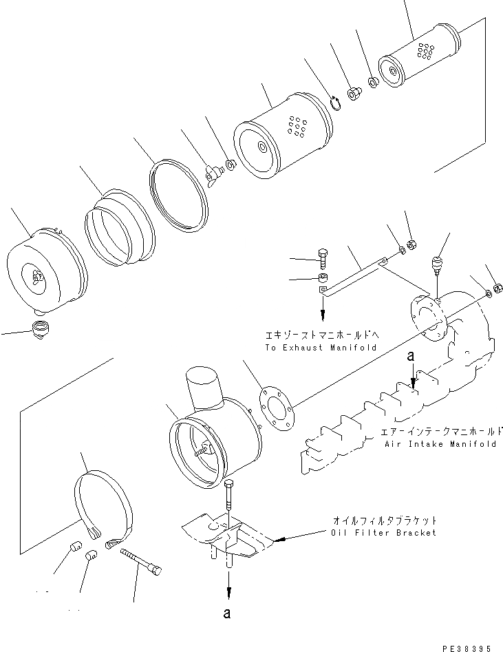 Схема запчастей Komatsu 6D125-1AN-EW - ВОЗДУХООЧИСТИТЕЛЬ(№97-) ДВИГАТЕЛЬ