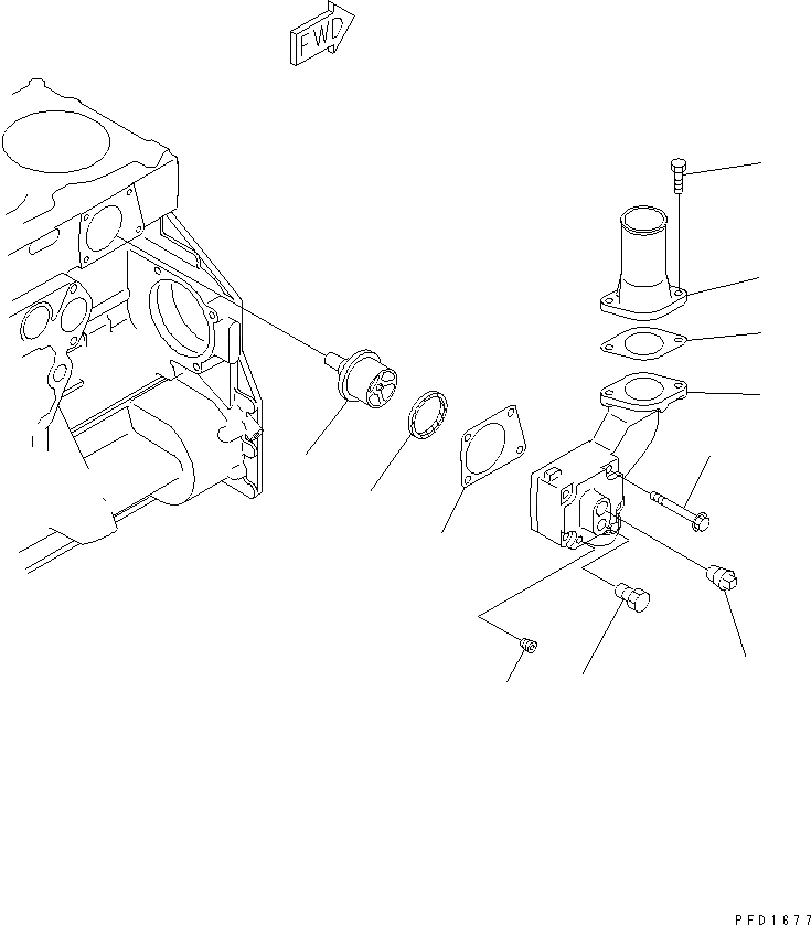 Схема запчастей Komatsu 6D125E-2E - ТЕРМОСТАТ ДВИГАТЕЛЬ