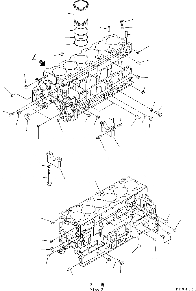 Схема запчастей Komatsu 6D125E-2E - БЛОК ЦИЛИНДРОВ (/)(№-779) ДВИГАТЕЛЬ