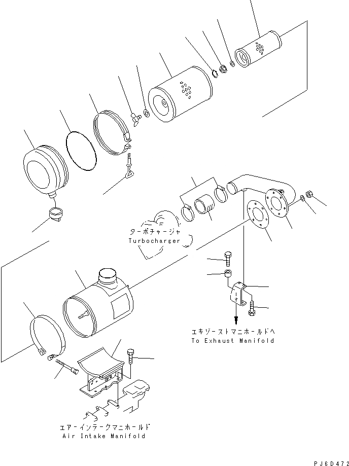 Схема запчастей Komatsu 6D125E-2G-5 - ВОЗДУХООЧИСТИТЕЛЬ (СПЕЦ-Я ДЛЯ БОЛЬШИХ ВЫСОТ.)(№-) ДВИГАТЕЛЬ
