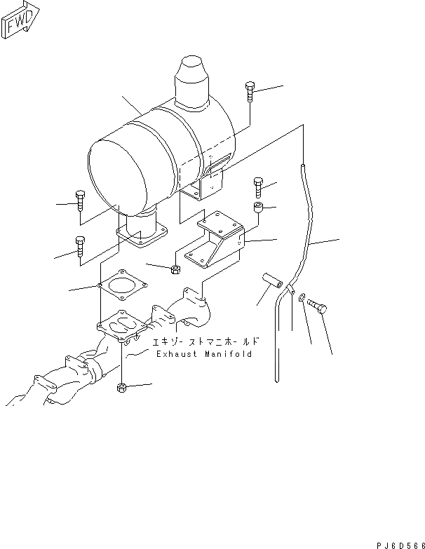 Схема запчастей Komatsu 6D125E-2G-5 - ГЛУШИТЕЛЬ(№87-) ДВИГАТЕЛЬ