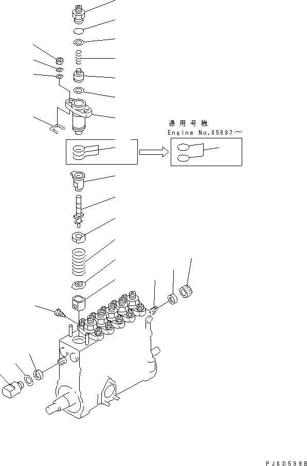 Схема запчастей Komatsu 6D125E-2J-5 - ТОПЛ. НАСОС (НАСОС) (/) (ВНУТР. ЧАСТИ)(№8-) ДВИГАТЕЛЬ