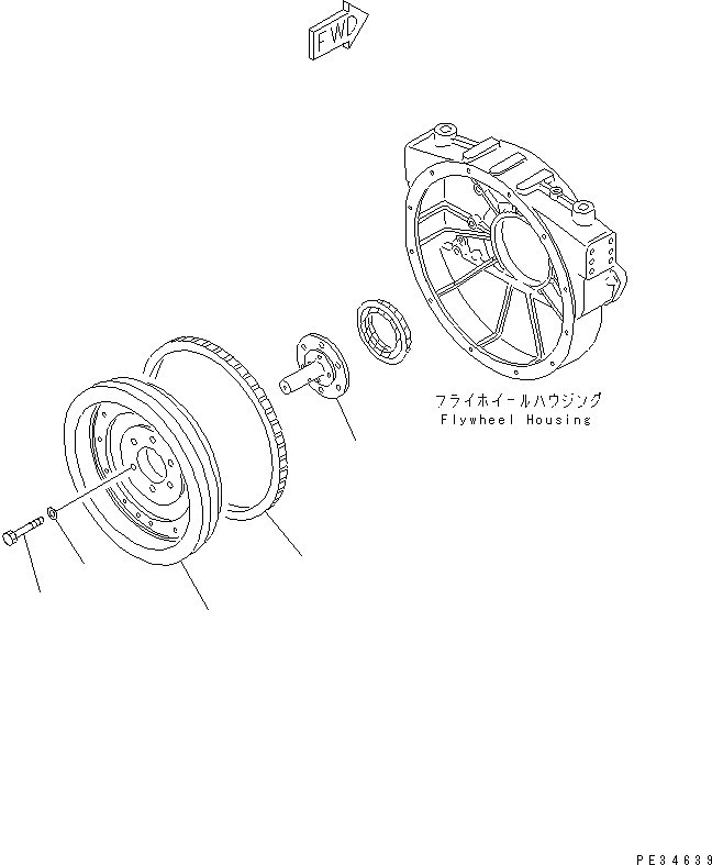 Схема запчастей Komatsu 6D125E-2H-5 - МАХОВИК(№-) ДВИГАТЕЛЬ