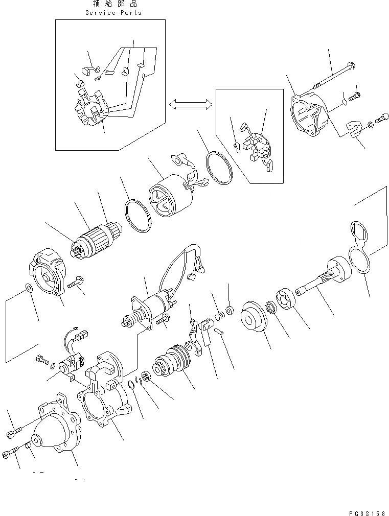 Схема запчастей Komatsu 6D125E-2A-45 - СТАРТЕР (KW) (МОРОЗОУСТОЙЧИВ. СПЕЦИФИКАЦИЯ.) (ВНУТР. ЧАСТИ)(№9-97) ДВИГАТЕЛЬ