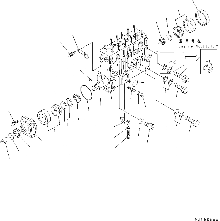 Схема запчастей Komatsu 6D125E-2F-5 - ТОПЛ. НАСОС (НАСОС) (/) (ВНУТР. ЧАСТИ)(№-) ДВИГАТЕЛЬ