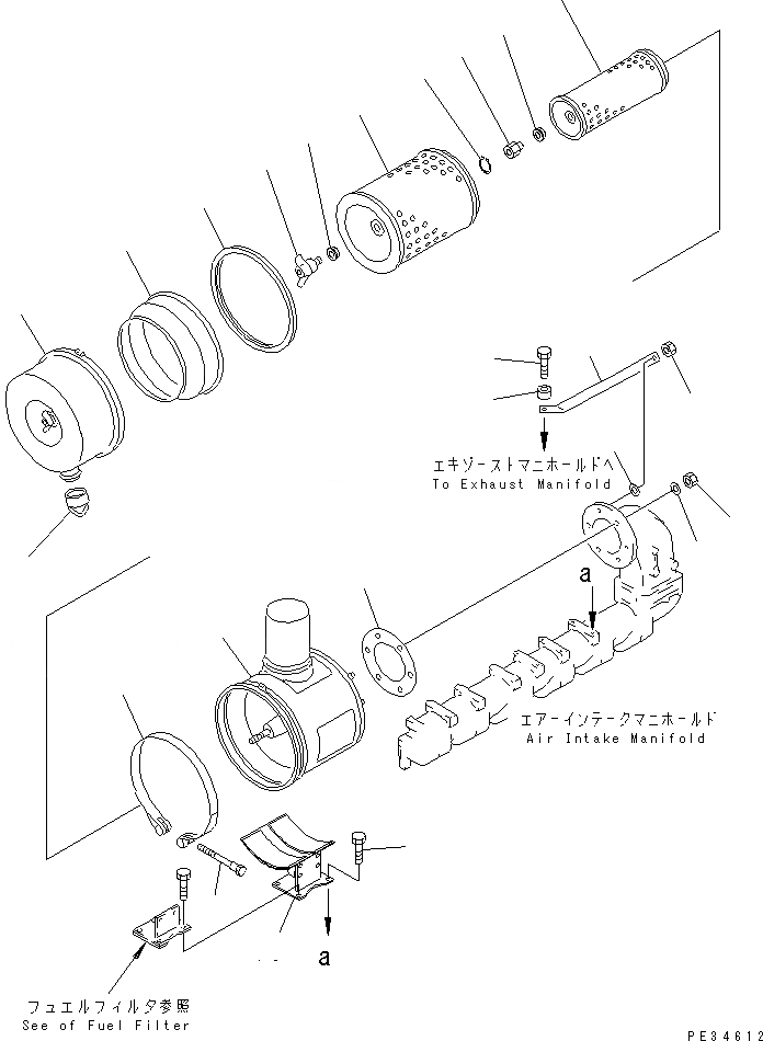 Схема запчастей Komatsu 6D125E-2D-5 - ВОЗДУХООЧИСТИТЕЛЬ(№-) ДВИГАТЕЛЬ