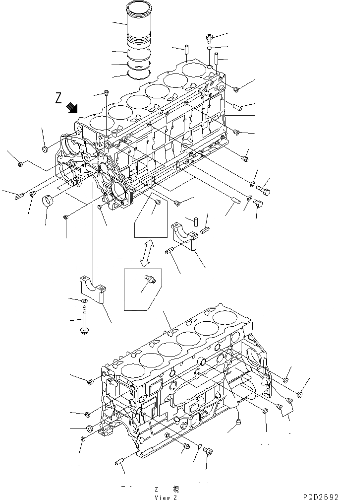 Схема запчастей Komatsu 6D125E-2A-5 - БЛОК ЦИЛИНДРОВ (/) (С ОБОГРЕВАТЕЛЕМ БЛОКА)(№779-779) ДВИГАТЕЛЬ