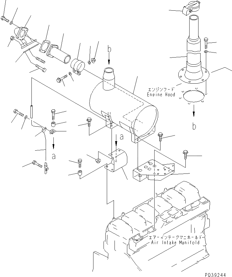 Схема запчастей Komatsu 6D140-1A - ГЛУШИТЕЛЬ И КРЕПЛЕНИЕ(№-) ГОЛОВКА ЦИЛИНДРОВ