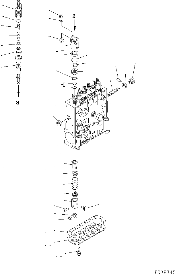 Схема запчастей Komatsu 6D140-1A - ТОПЛ. НАСОС (НАСОС) (/) ТОПЛИВН. СИСТЕМА