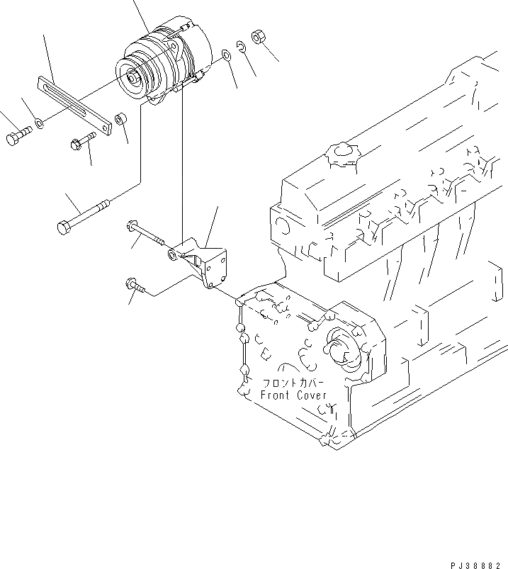 Схема запчастей Komatsu 6D95L-1AF - КРЕПЛЕНИЕ ГЕНЕРАТОРА (A) (С НЕ ЗАКАЛЕНН. ШКИВ)(№7-) ДВИГАТЕЛЬ