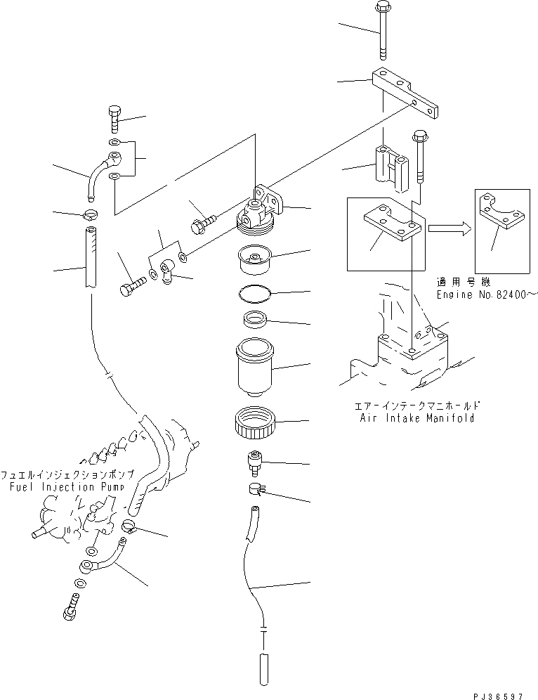 Схема запчастей Komatsu 6D95L-1AA - ВОДООТДЕЛИТЕЛЬ И ТРУБЫ (A ГЕНЕРАТОР СПЕЦ-Я ДЛЯ БОЛЬШИХ ВЫСОТ.) ТОПЛИВН. СИСТЕМА