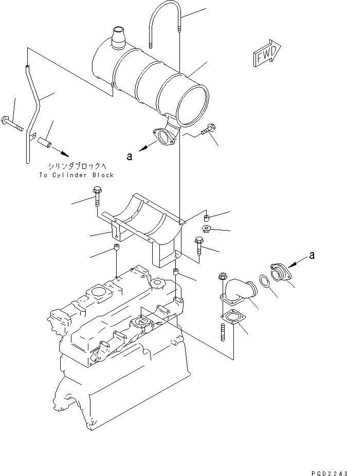 Схема запчастей Komatsu 6D95L-1HH - ГЛУШИТЕЛЬ(№9-) ДВИГАТЕЛЬ