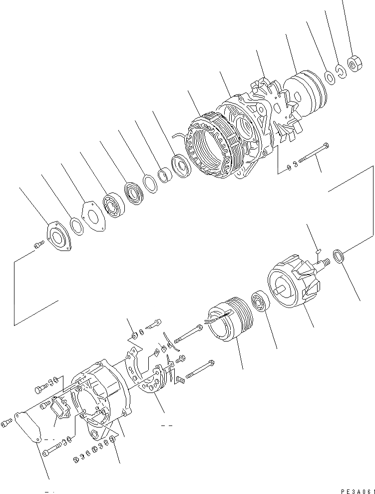 Схема запчастей Komatsu 6D95L-1HH - ГЕНЕРАТОР (A) (ВНУТР. ЧАСТИ)(№9-97) ДВИГАТЕЛЬ