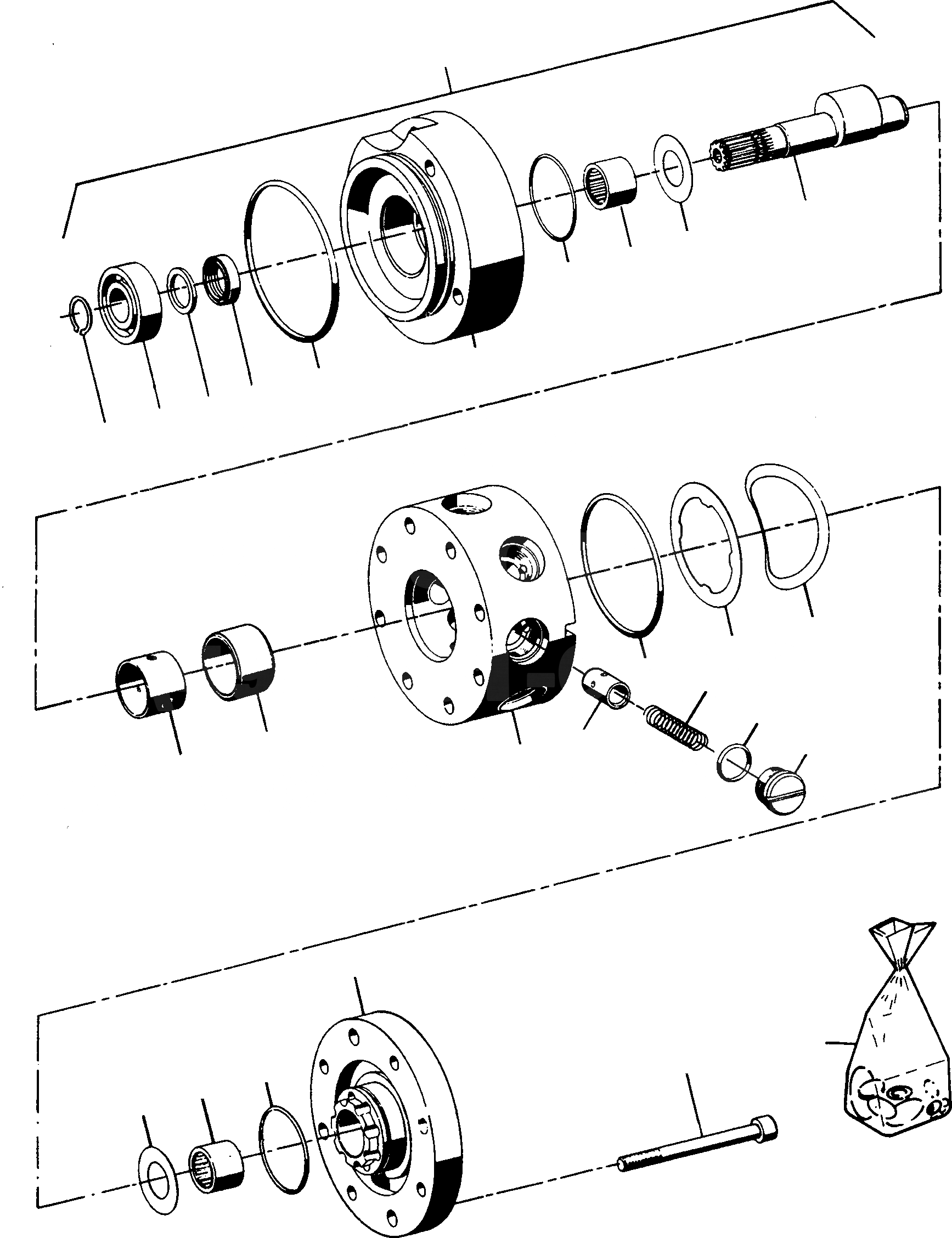 Схема запчастей Komatsu 70E - ЭКСТРЕНН. НАСОС РУЛЕВ. УПРАВЛ-Я СИСТЕМАУПРАВЛЕНИЯ ПОВОРОТОМ, ПЕРЕДНИЙ МОСТ, ТОРМОЗ. СИСТЕМА