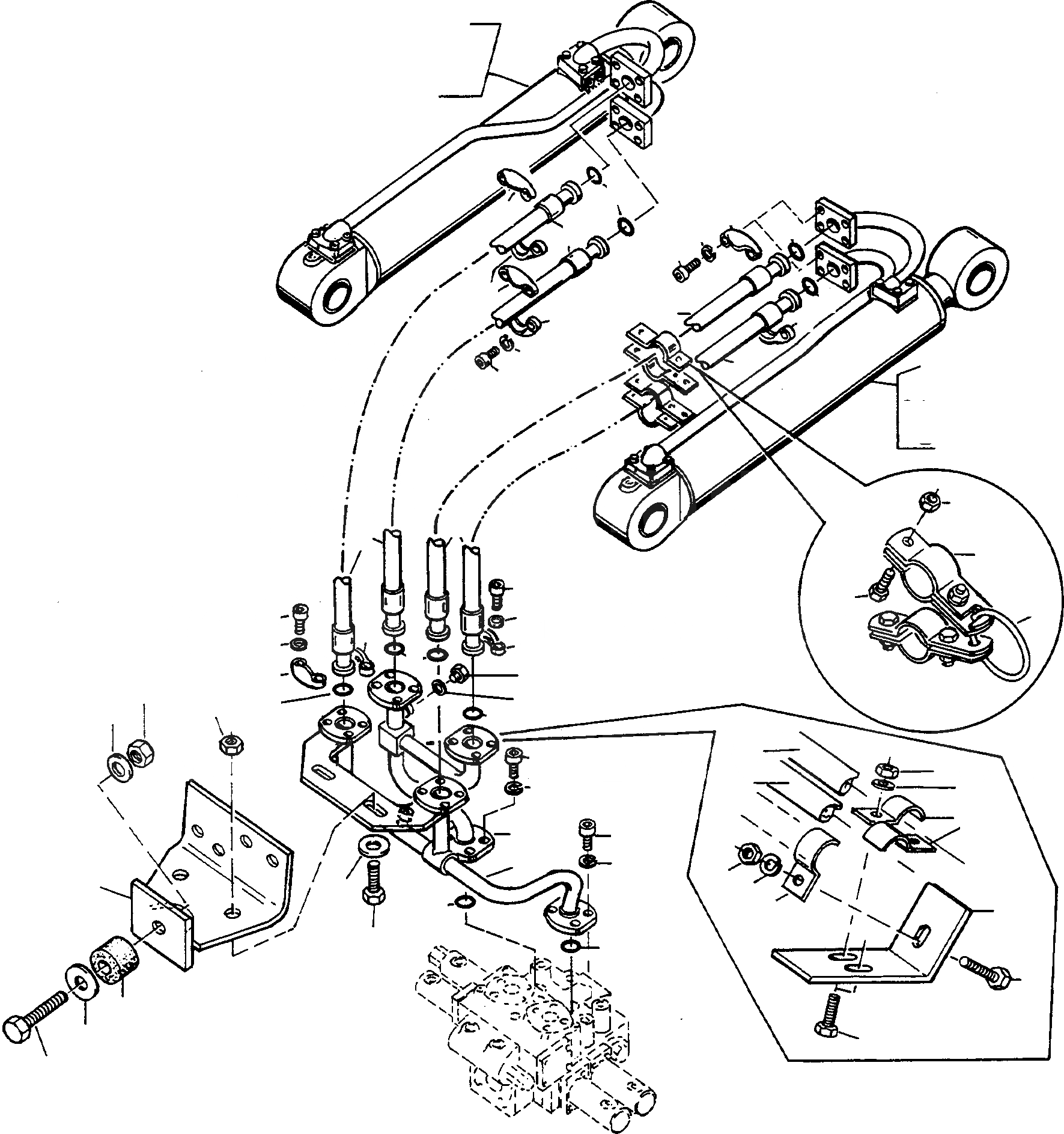 Схема запчастей Komatsu 70E - ЦИЛИНДР КОВША И ТРУБЫS ГИДРАВЛИКА