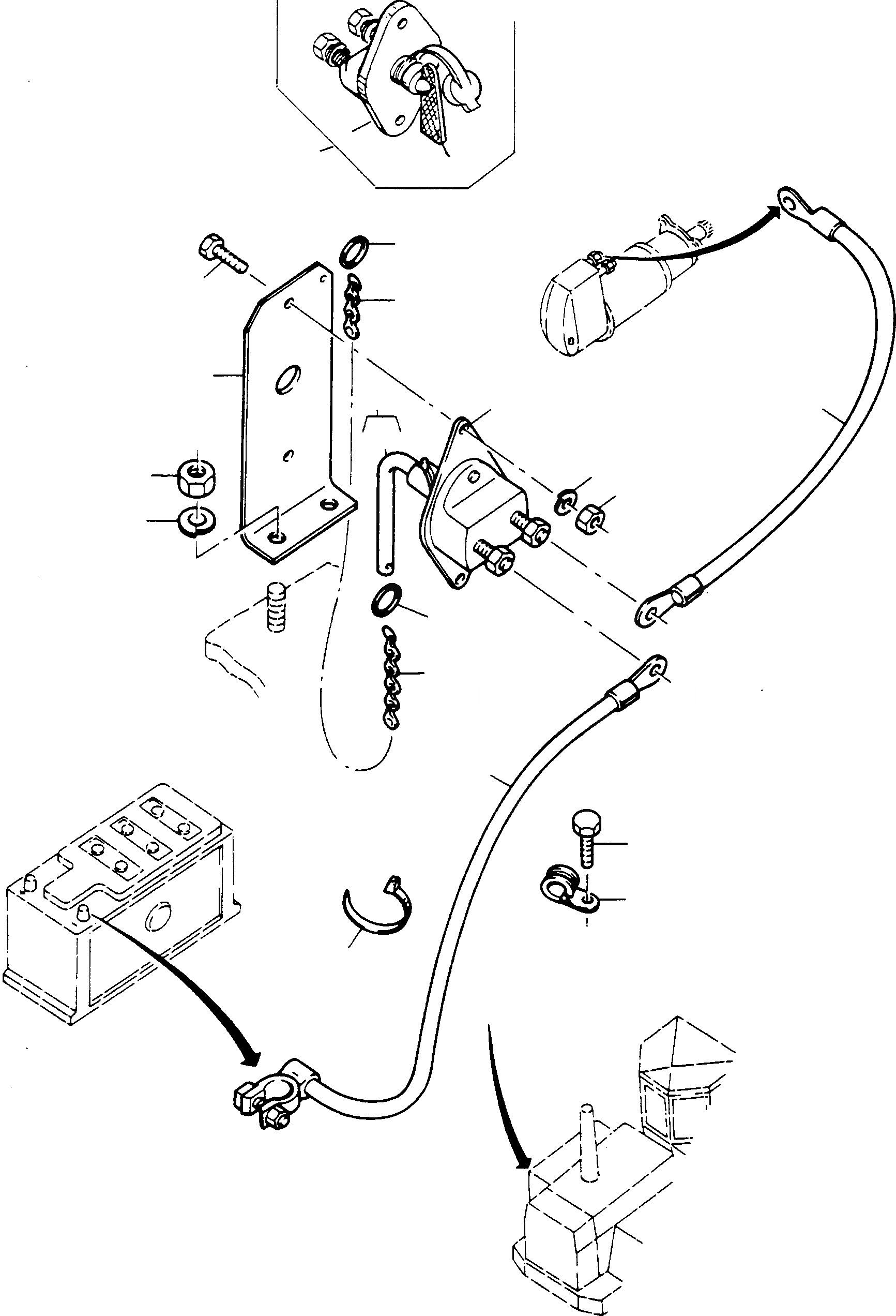 Схема запчастей Komatsu 70E - АККУМУЛЯТОР ОСНОВН. ПЕРЕКЛЮЧАТЕЛЬ ДВИГАТЕЛЬ, АКСЕССУАРЫ И ЭЛЕКТРИЧ. СИСТЕМА