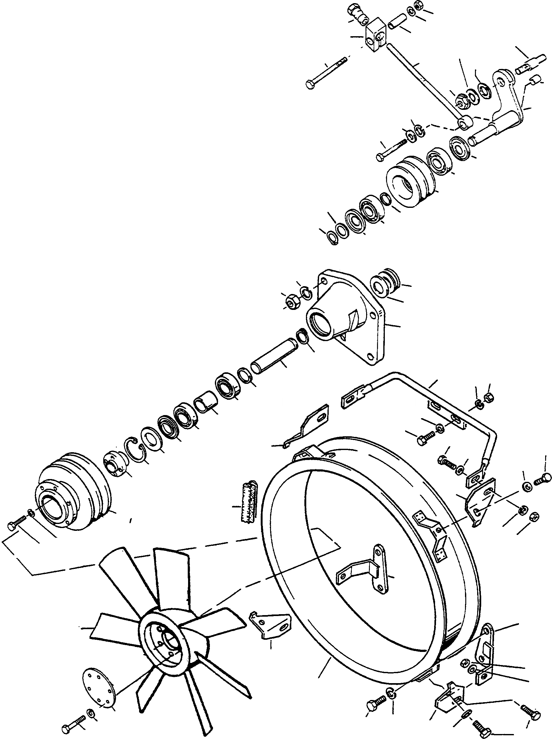 Схема запчастей Komatsu 70E - ВЕНТИЛЯТОР, НАТЯЖИТЕЛЬ РЕМНЯ ДВИГАТЕЛЬ, АКСЕССУАРЫ И ЭЛЕКТРИЧ. СИСТЕМА