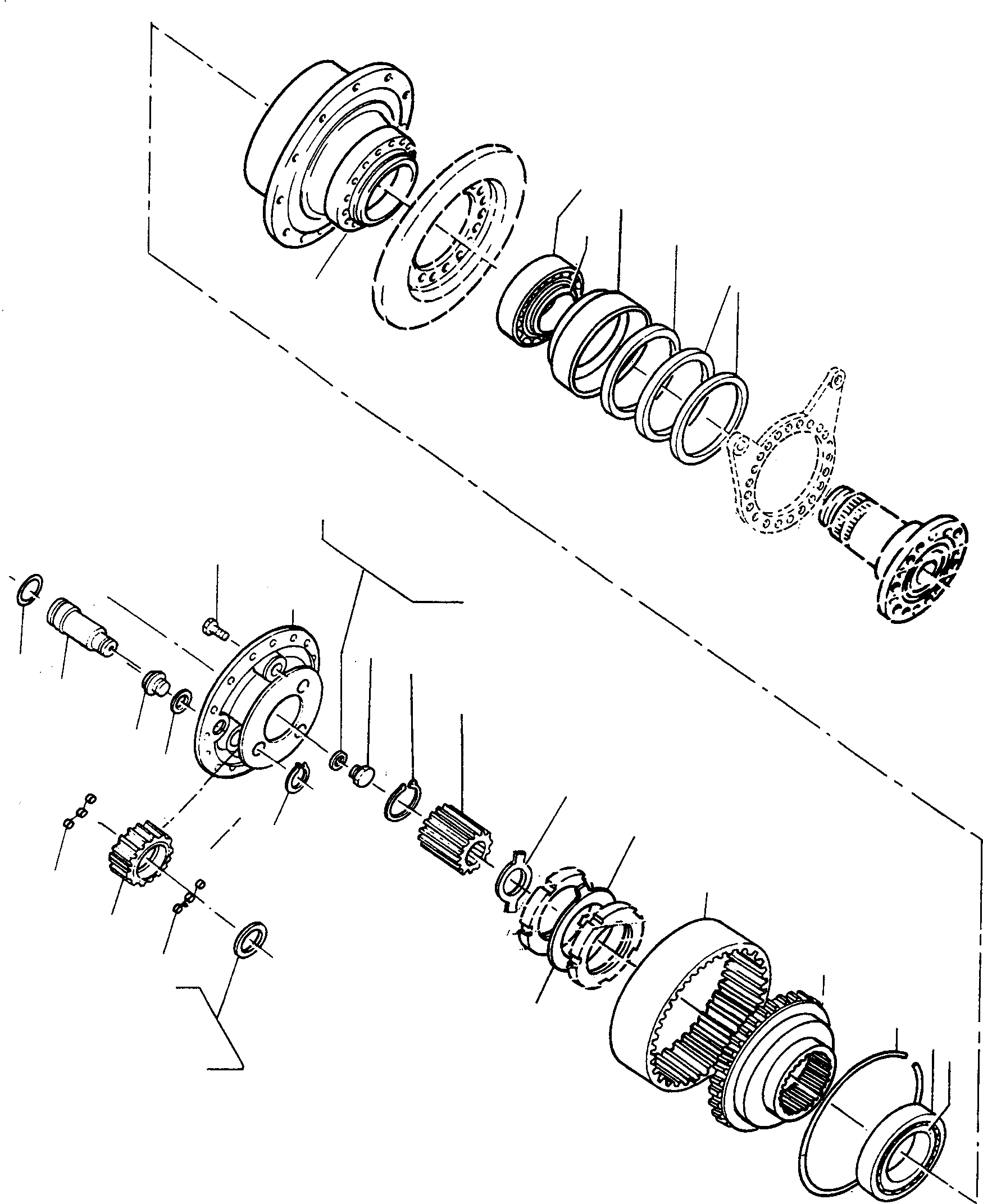 Схема запчастей Komatsu 77C - ЗАДН. МОСТ, PLANETARY ПРИВОД ТРАНСМИССИЯ И ЗАДН. МОСТ