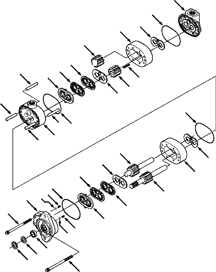Схема запчастей Komatsu D32E-1 - ПОДАЧА И SCAVENGE НАСОС ПРИВОД TRAIN