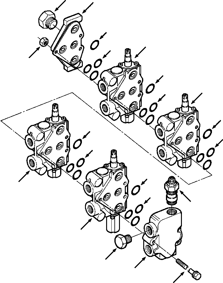 Схема запчастей Komatsu D32E-1 - FOUR СЕКЦ. УПРАВЛЯЮЩ. КЛАПАН ГИДРАВЛS