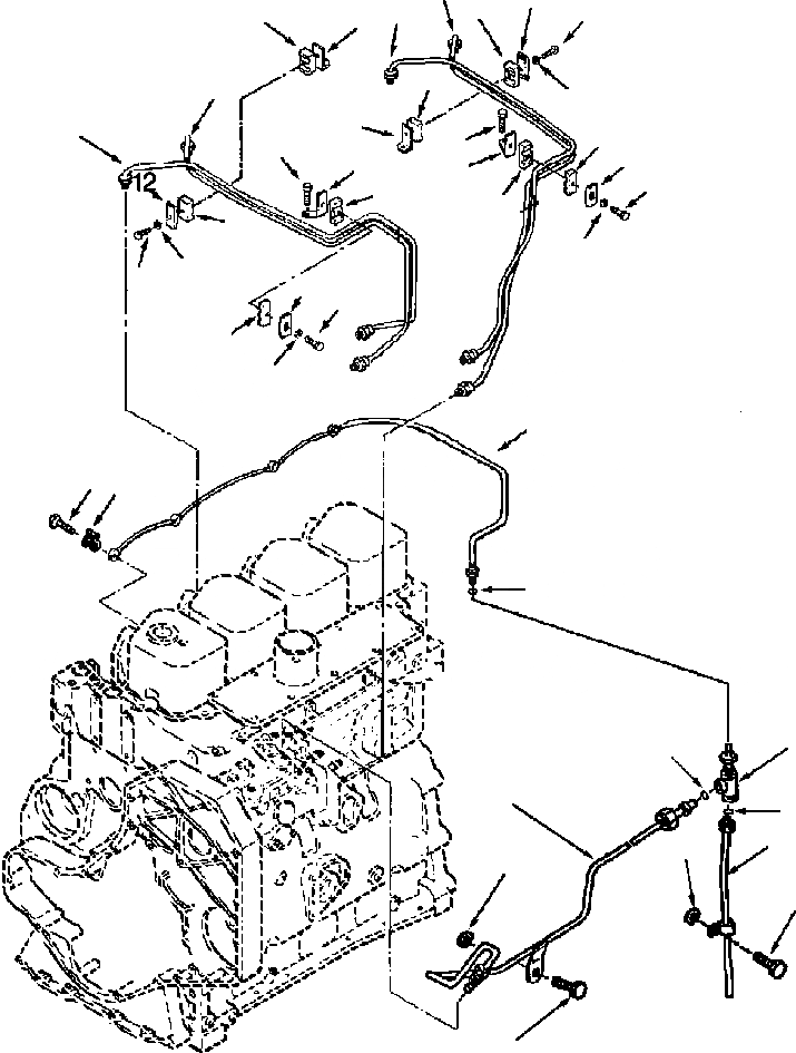 Схема запчастей Komatsu D32E-1 - ТОПЛИВН. ТРУБЫ POWER