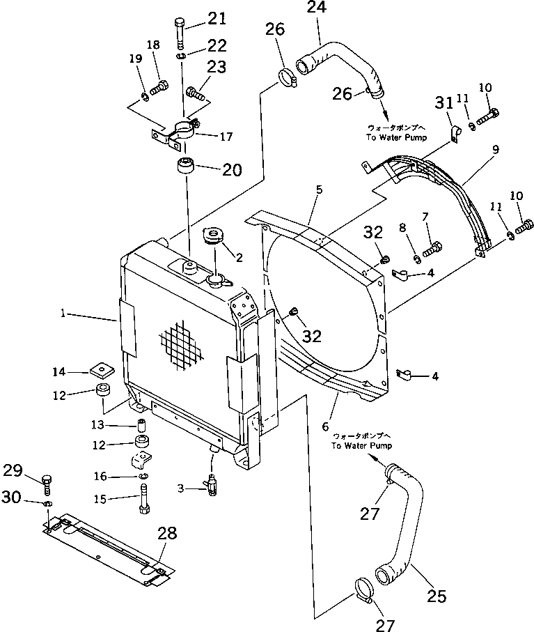 Схема запчастей Komatsu D37P-5A - РАДИАТОР И ТРУБЫ(ДЛЯ A ГЕНЕРАТОР ИЛИ УПЛОТНЕНИЕED ТИП ГЕНЕРАТОР)(№-) СИСТЕМА ОХЛАЖДЕНИЯ