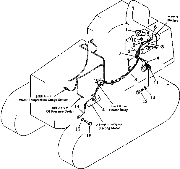 Схема запчастей Komatsu D37P-5A - АККУМУЛЯТОР ЭЛЕКТРОПРОВОДКА(№-) ЭЛЕКТРИКА