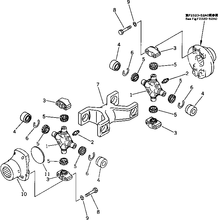 Схема запчастей Komatsu D37P-5A - КРЕСТОВИНА СИЛОВАЯ ПЕРЕДАЧА И КОНЕЧНАЯ ПЕРЕДАЧА