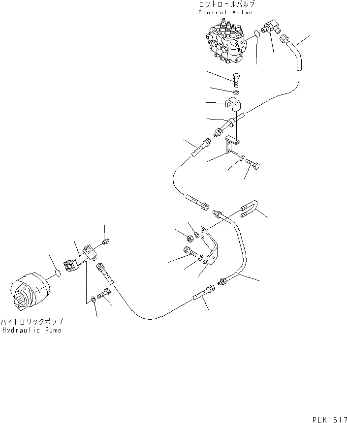 Схема запчастей Komatsu D37P-5A - ГИДРОЛИНИЯ (ИЗ НАСОСА В КЛАПАН)(№-) ГИДРАВЛИКА