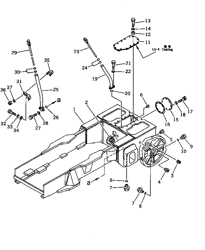 Схема запчастей Komatsu D37P-5A - КОРПУС БЛОКА УПРАВЛЕНИЯ ПОВОРОТОМ И ОСНОВНАЯ РАМА ОСНОВН. РАМА И КОМПОНЕНТЫ