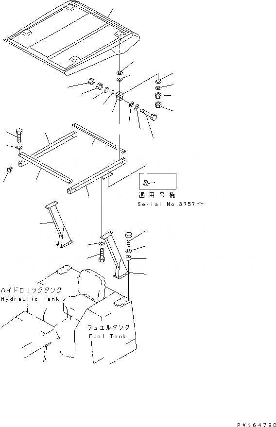 Схема запчастей Komatsu D37P-5A - НАВЕС (-PILLAR ТИП) КАБИНА ОПЕРАТОРА И СИСТЕМА УПРАВЛЕНИЯ
