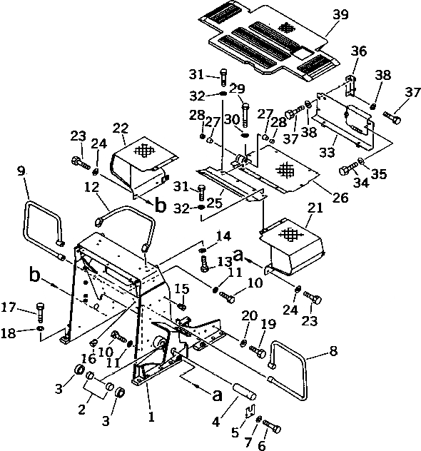 Схема запчастей Komatsu D37P-5A - ПОГРУЗ. РАМА И ПОЛ КАБИНЫ (С ПЕДАЛЬ ЗАМЕДЛИТЕЛЯ ОБОРОТОВ) КАБИНА ОПЕРАТОРА И СИСТЕМА УПРАВЛЕНИЯ