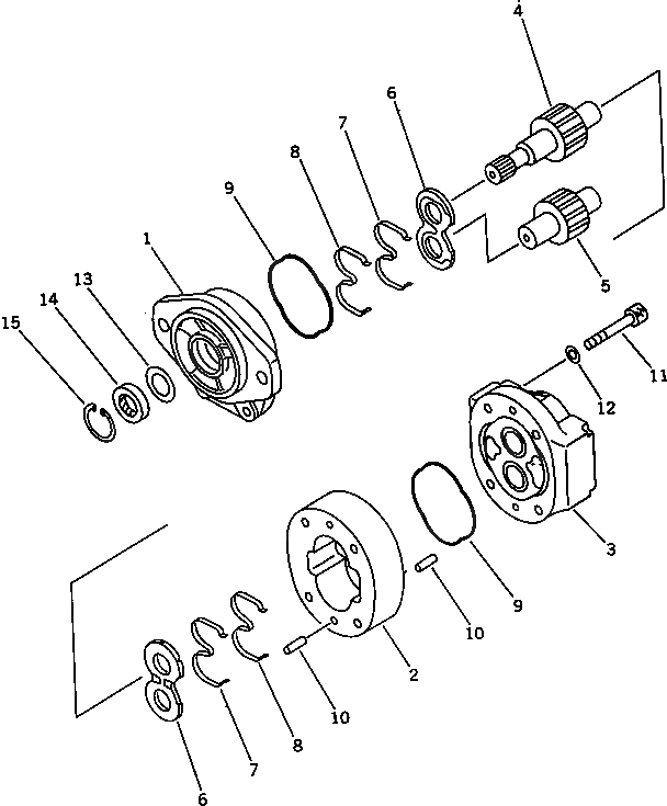 Схема запчастей Komatsu D37P-5A - РАБОЧЕЕ ОБОРУДОВАНИЕ НАСОС (КРОМЕ ЯПОН.) РЕМ. КОМПЛЕКТЫ