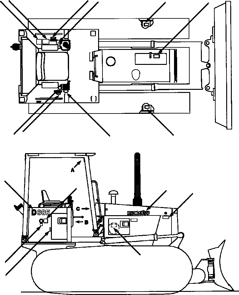 Схема запчастей Komatsu D38E-1 - PROВОЗДУХОВОДЫ GRAPHICS D8E- РАЗНОЕ