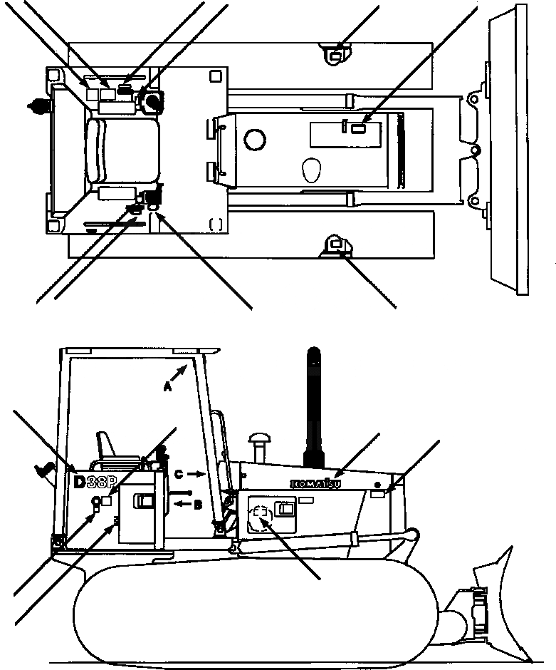 Схема запчастей Komatsu D38E-1 - PROВОЗДУХОВОДЫ GRAPHICS D8P- РАЗНОЕ