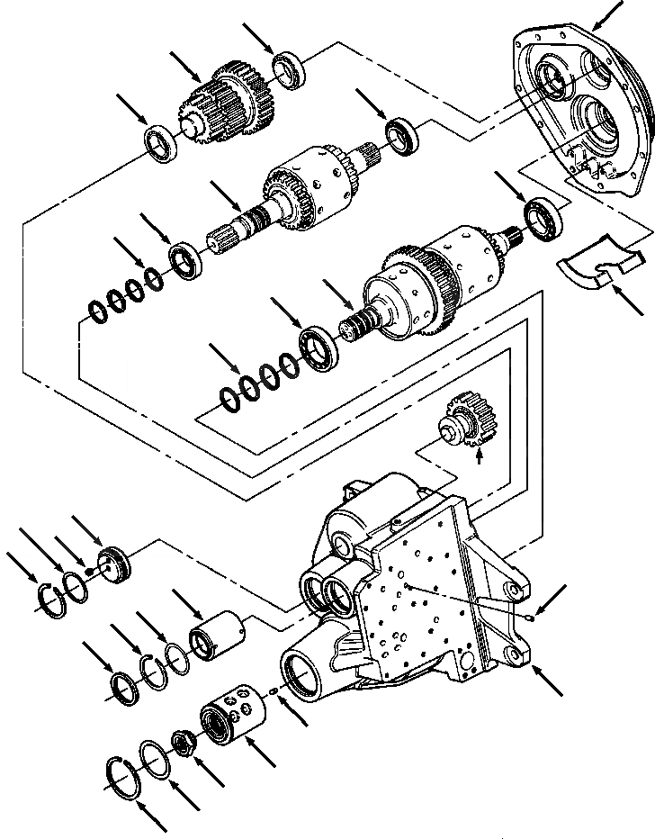 Схема запчастей Komatsu D38E-1 - ТРАНСМИССИЯ КОЖУХ И INTERNAL ЧАСТИ ПРИВОД TRAIN