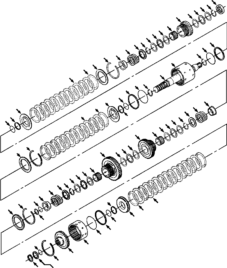 Схема запчастей Komatsu D38E-1 - ТРАНСМИССИЯ RANGE (ВЫХОД) ВАЛ ПРИВОД TRAIN
