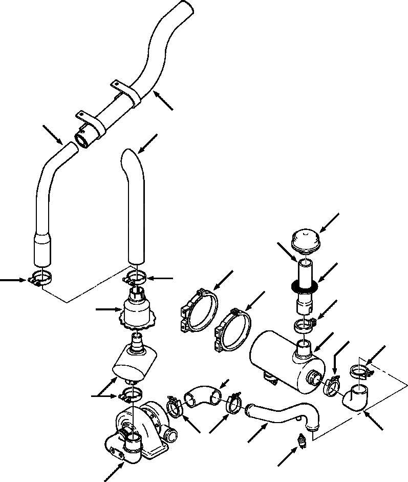 Схема запчастей Komatsu D38E-1 - ВПУСК ВОЗДУХА И ВЫПУСКН. СИСТЕМА POWER