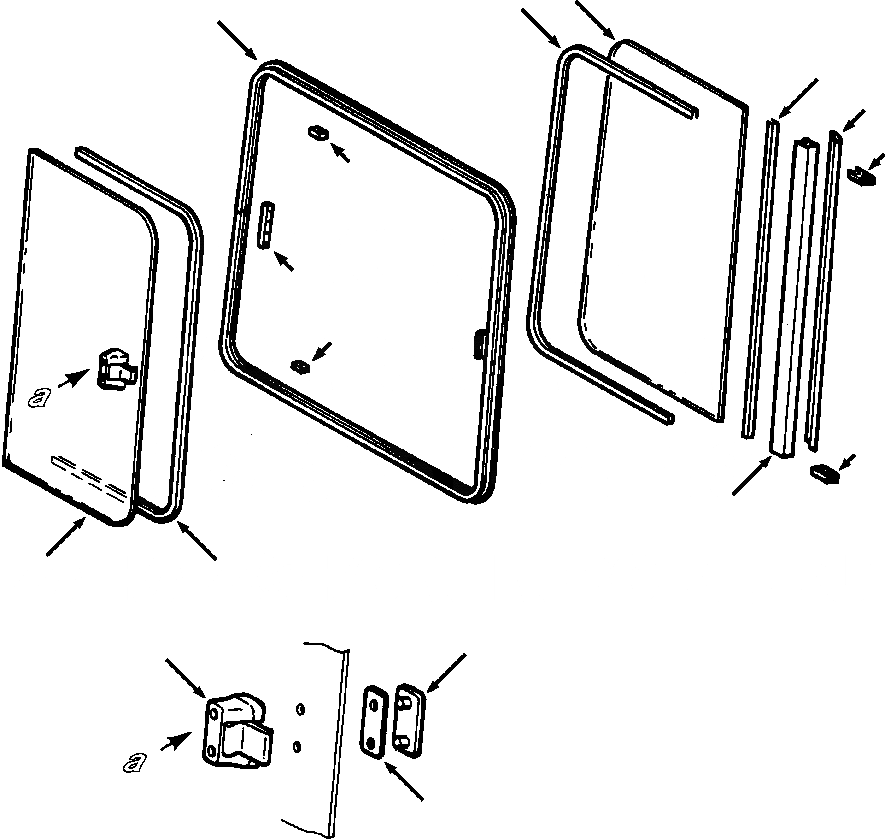 Схема запчастей Komatsu D38E-1 - КАБИНА ROPS - 7/9 ЛЕВ. ОКНА SUPERSTRUCTURE