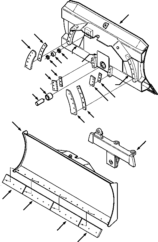 Схема запчастей Komatsu D38E-1 - ОТВАЛ И ANGLING РАМА D8E- КРЕПЛЕНИЕED ОБОРУД-Е