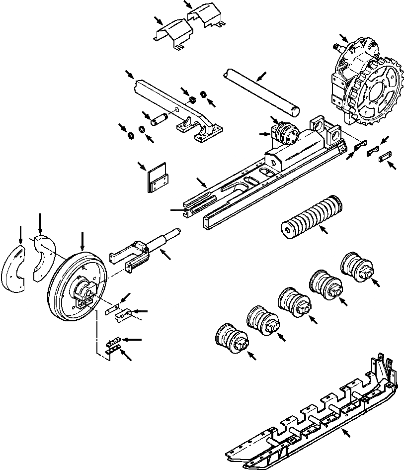 Схема запчастей Komatsu D38E-1A - FIG. R-A НИЖН.CARRIAGE - D8E-A ХОДОВАЯ