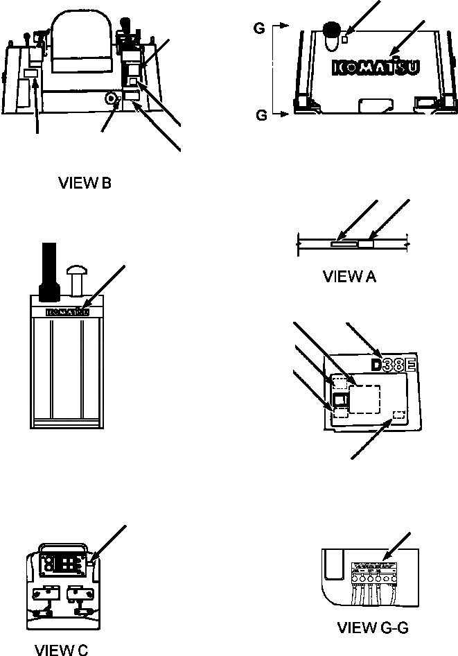 Схема запчастей Komatsu D38E-1A - FIG. U-A PROВОЗДУХОВОДЫ GRAPHICS - D8E-A, D8P-A МАРКИРОВКА