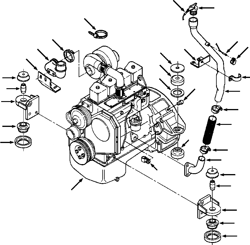 Схема запчастей Komatsu D39E-1 - ДВИГАТЕЛЬ И КРЕПЛЕНИЕ POWER